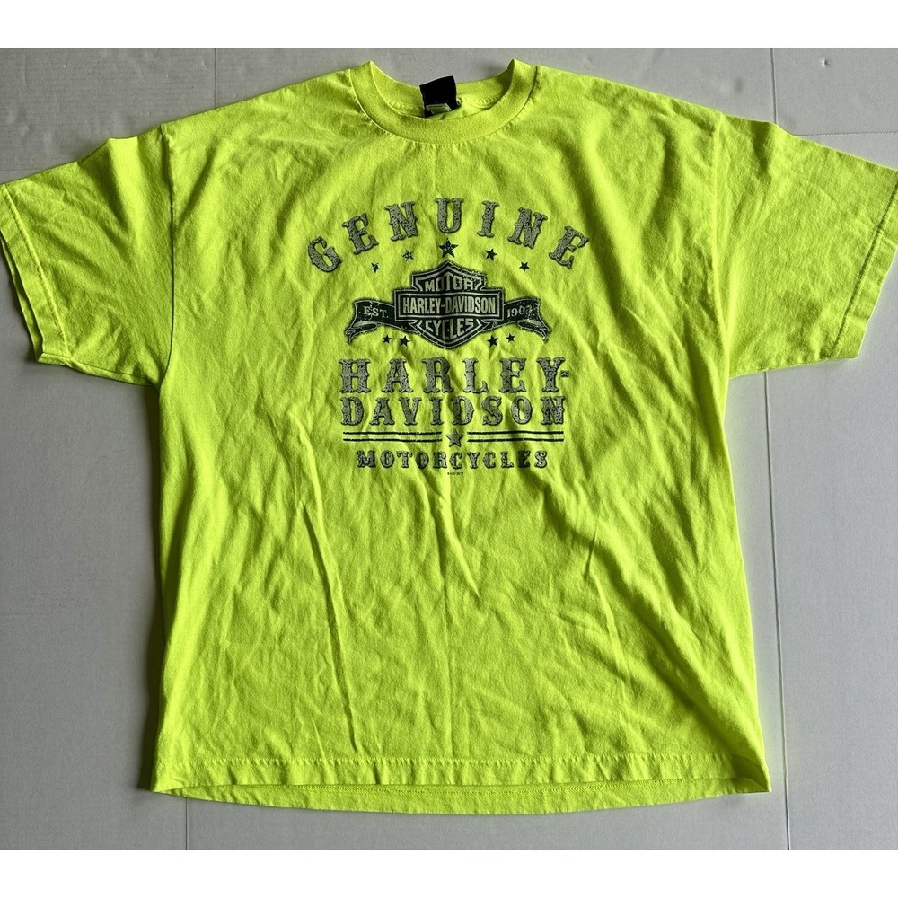 Harley Davidson T Shirt Black Hills SD Lime Fluorescent Mens Size 2XL